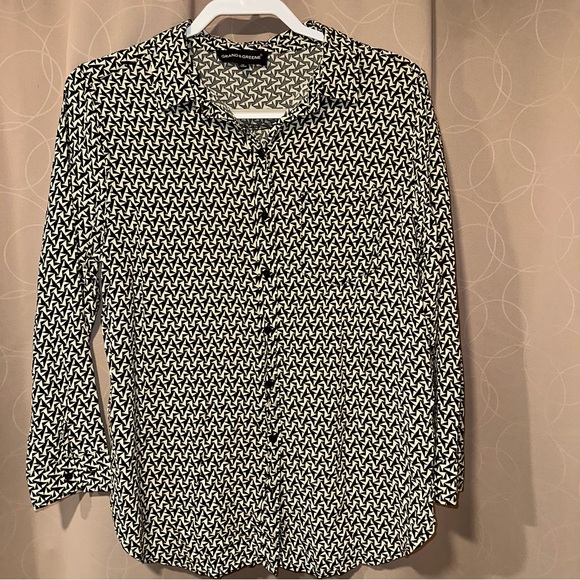 grand & greene Tops - Women's Grand & Greene Black And White Geometric Button-up Blouse Size Medium